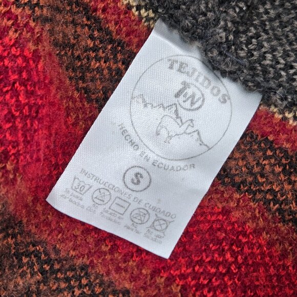 Tejidos Jacket Hoodie Womens Small Wool Llama Alpaca Aztec Print Sweater Ecuador - Picture 7 of 10